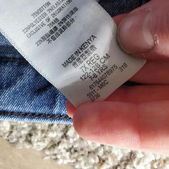 Levi's 511 Slim Boys Size 7X Distressed Blue Jeans Medium Wash EUC - Picture 5 of 15